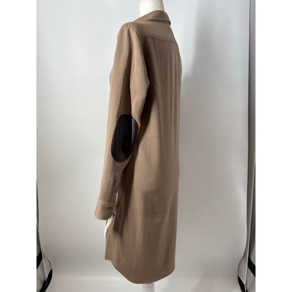 Vintage Ralph Lauren Collection Runway Button Up Midi Shirt Dress Patch Leather - Picture 11 of 16